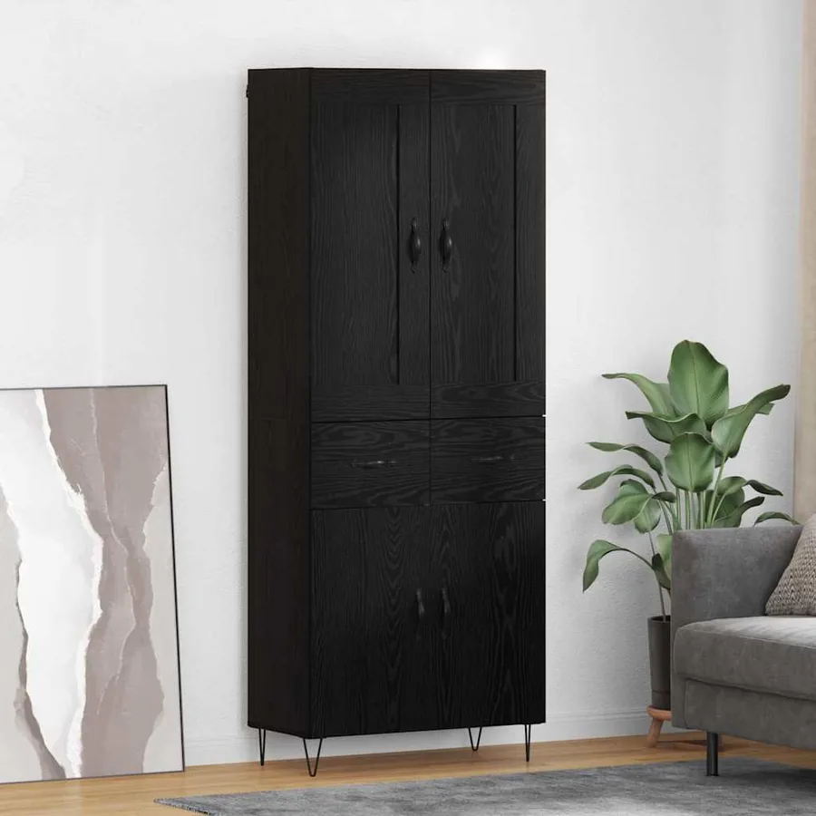 Haut Armoire Chêne noir 69,5 x 34 x 180 cm Bois d'ingénierie