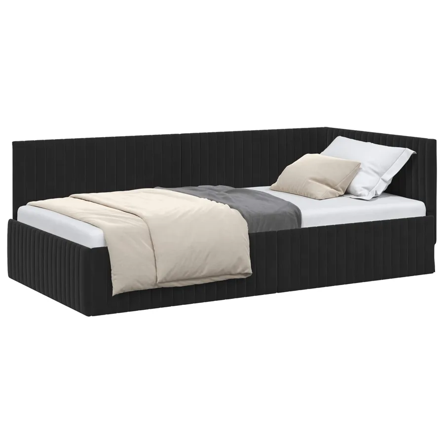 Cadre de lit d'angle Noir 100 cm x 200 cm Velours - 2