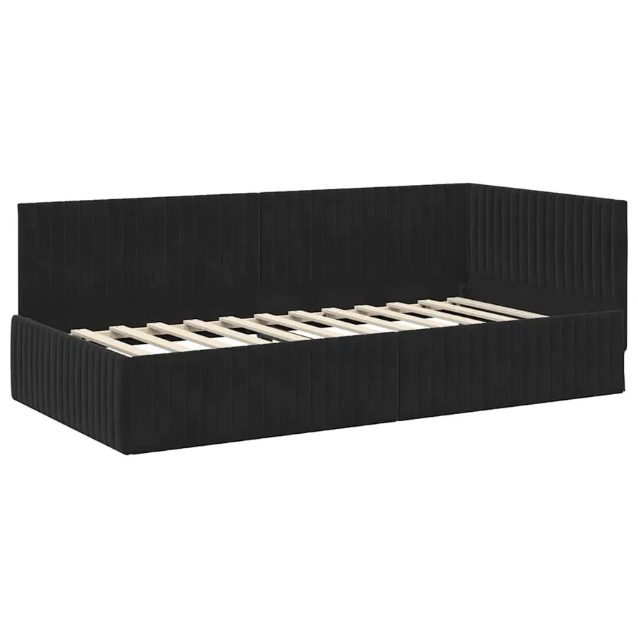 Cadre de lit d'angle Noir 100 cm x 200 cm Velours - 4