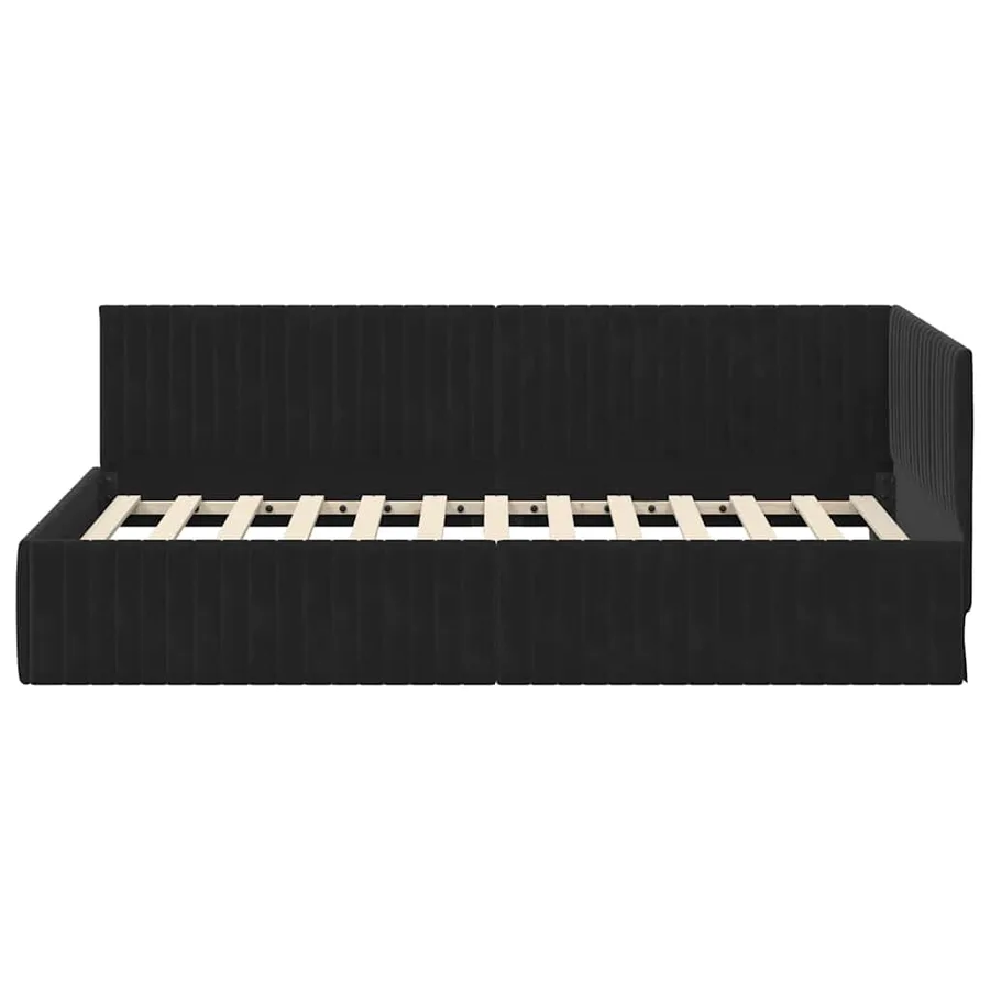Cadre de lit d'angle Noir 100 cm x 200 cm Velours - 5