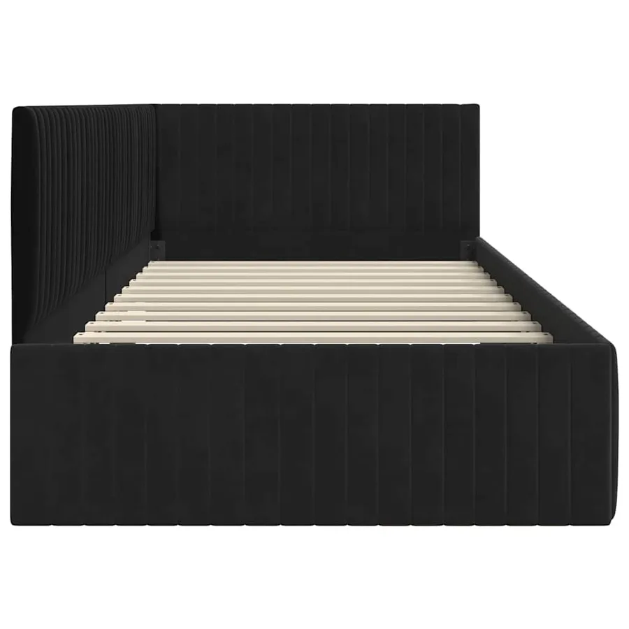 Cadre de lit d'angle Noir 100 cm x 200 cm Velours - 6