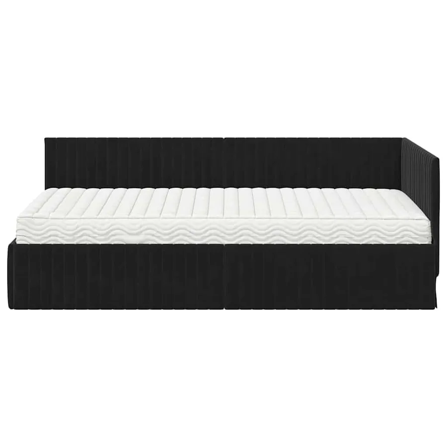 Cadre de lit d'angle avec matelas 2 pcs Noir Velours - 5