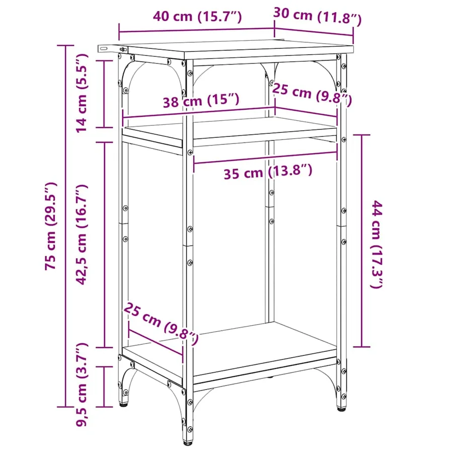 Table d'appoint Chêne artisanal 40 x 30 x 75 cm - 16