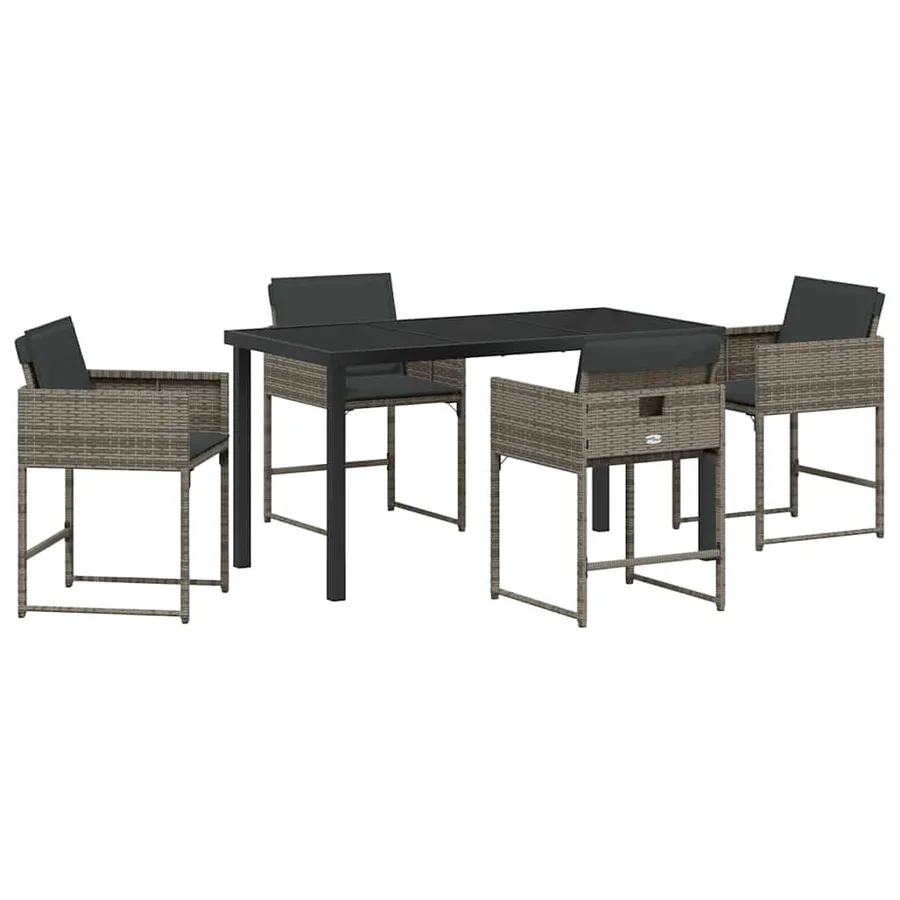 Ensemble de salle à manger pour jardin 5 pcs Gris polyrotin - 2