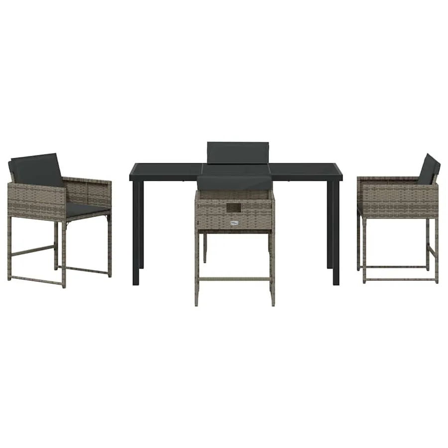 Ensemble de salle à manger pour jardin 5 pcs Gris polyrotin - 7