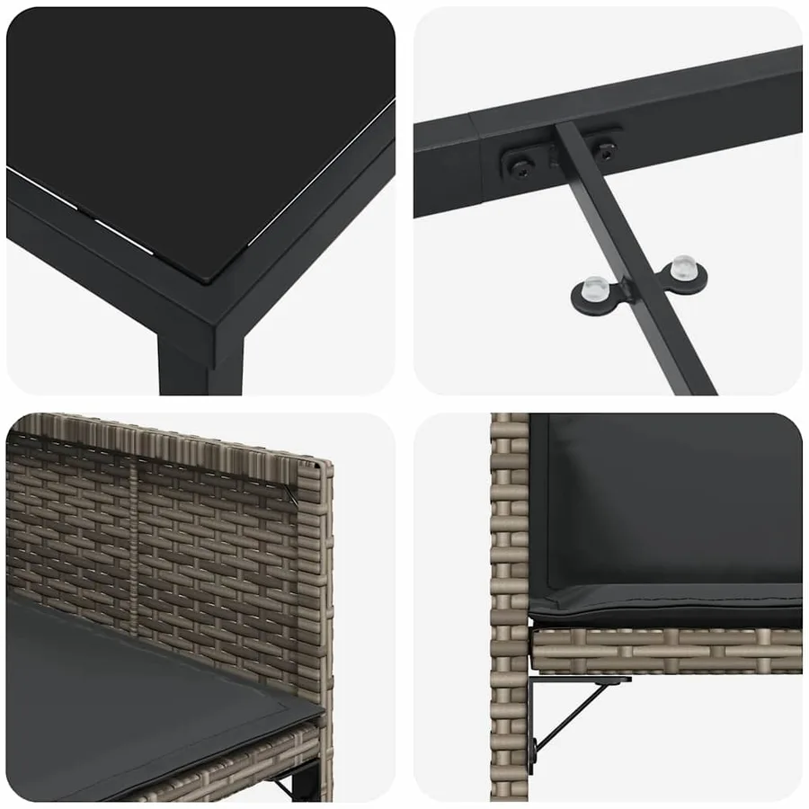 Ensemble de salle à manger pour jardin 5 pcs Gris polyrotin - 9