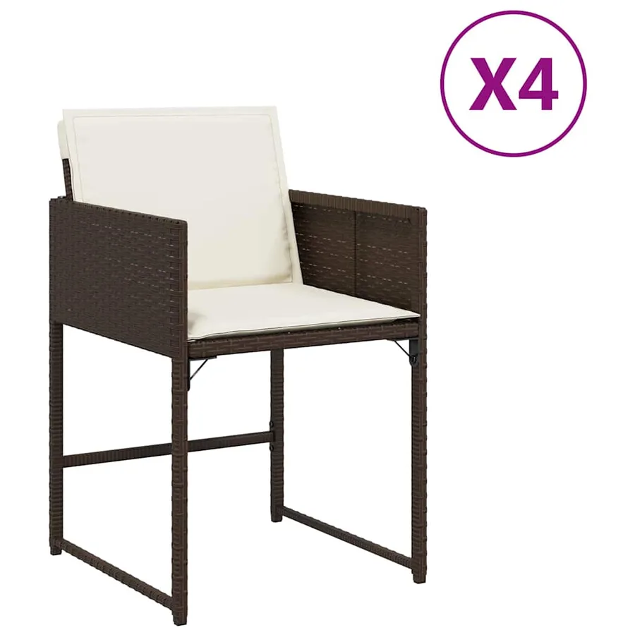 Chaises de jardin avec coussins lot de 4 marron résine tressée - 2