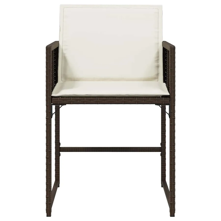 Chaises de jardin avec coussins lot de 4 marron résine tressée - 5