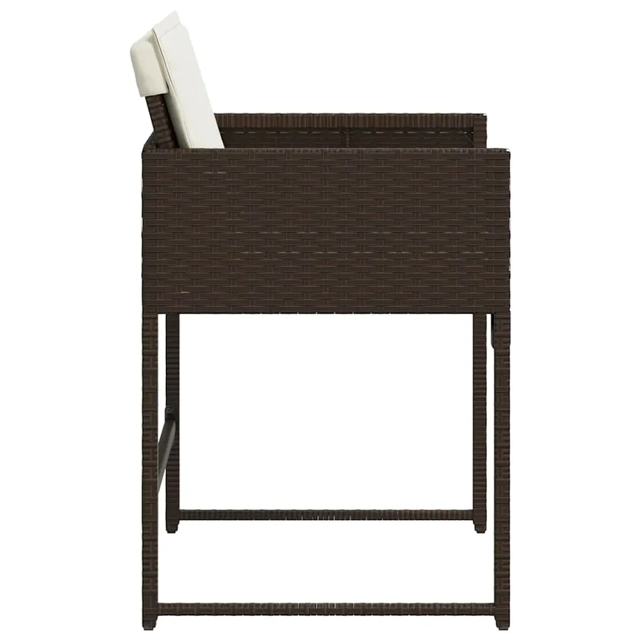 Chaises de jardin avec coussins lot de 4 marron résine tressée - 6