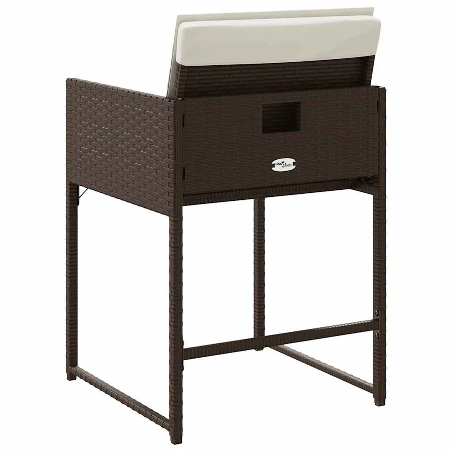 Chaises de jardin avec coussins lot de 4 marron résine tressée - 7