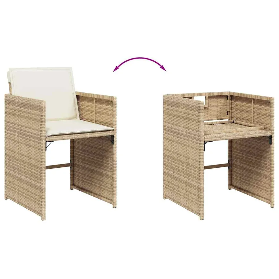 Ensemble à manger de jardin et coussins 17 pcs beige - 7
