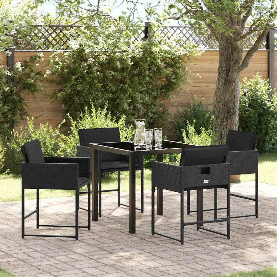 Ensemble de salle à manger pour jardin 5 pcs Noir polyrotin