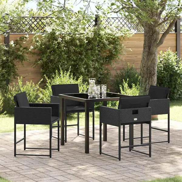 Ensemble de salle à manger pour jardin 5 pcs Noir polyrotin
