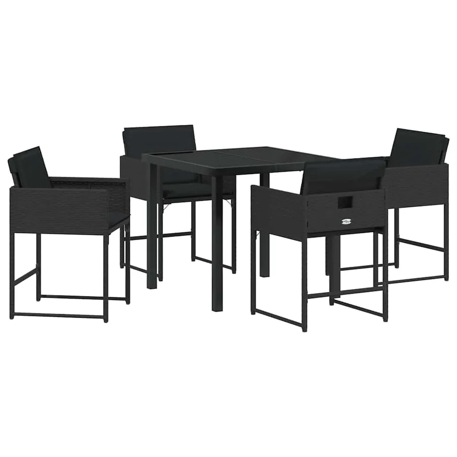 Ensemble de salle à manger pour jardin 5 pcs Noir polyrotin - 2