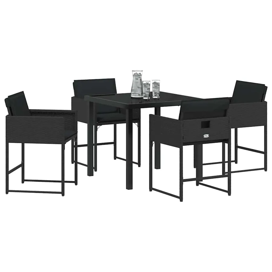 Ensemble de salle à manger pour jardin 5 pcs Noir polyrotin - 3
