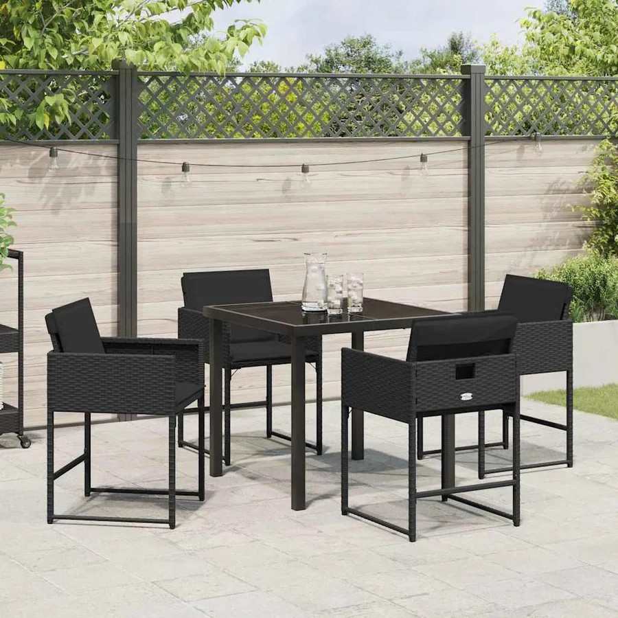 Ensemble de salle à manger pour jardin 5 pcs Noir polyrotin - 4