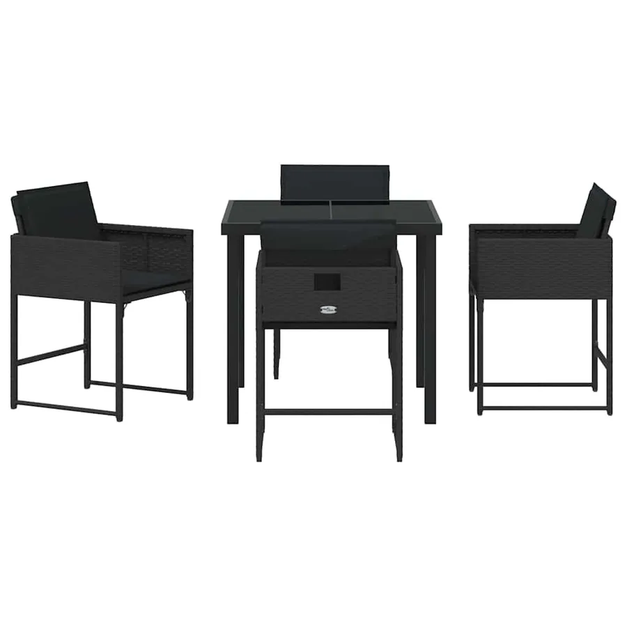 Ensemble de salle à manger pour jardin 5 pcs Noir polyrotin - 7