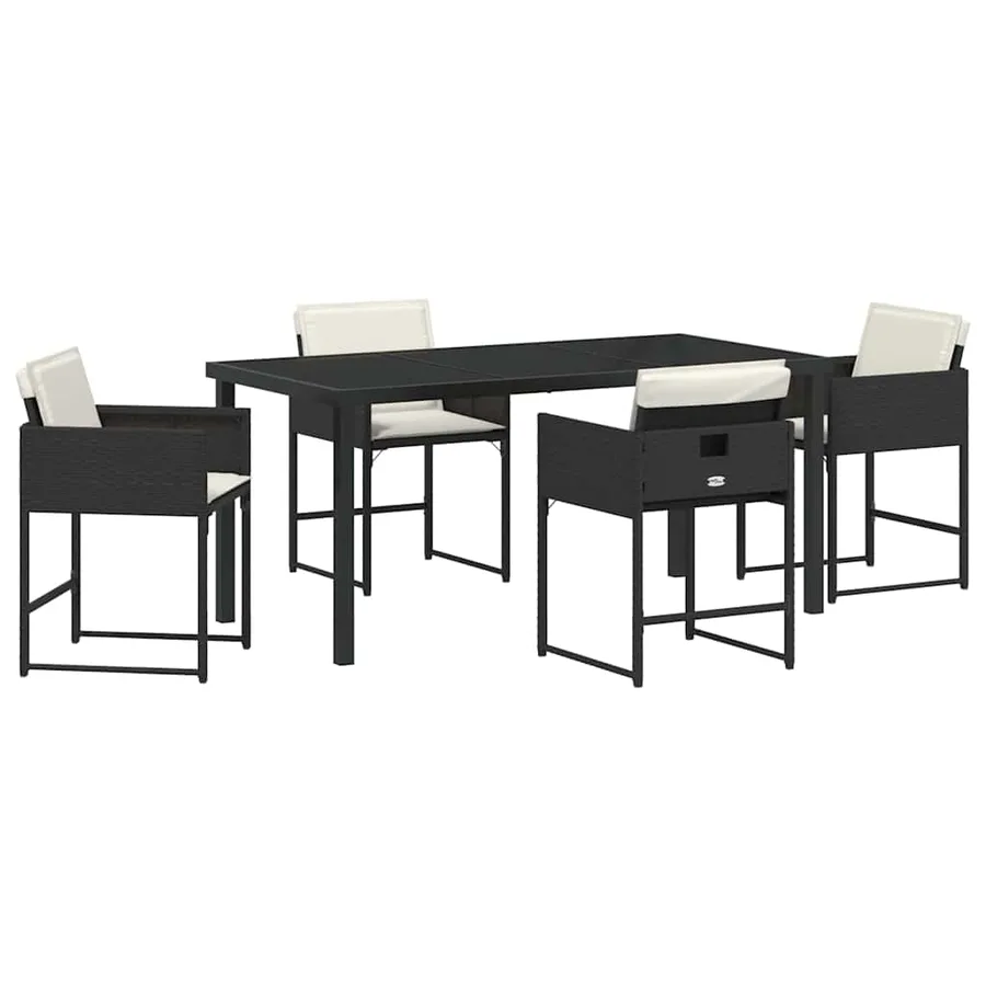 Ensemble de salle à manger pour jardin 5 pcs Noir polyrotin - 2