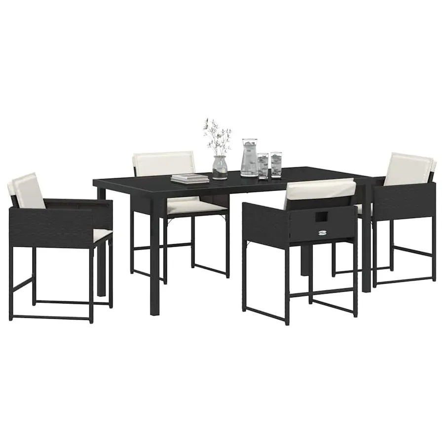 Ensemble de salle à manger pour jardin 5 pcs Noir polyrotin - 3
