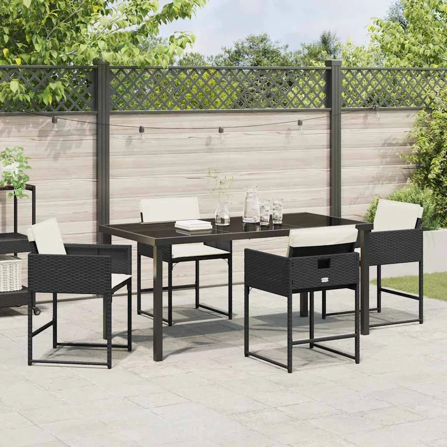 Ensemble de salle à manger pour jardin 5 pcs Noir polyrotin - 4
