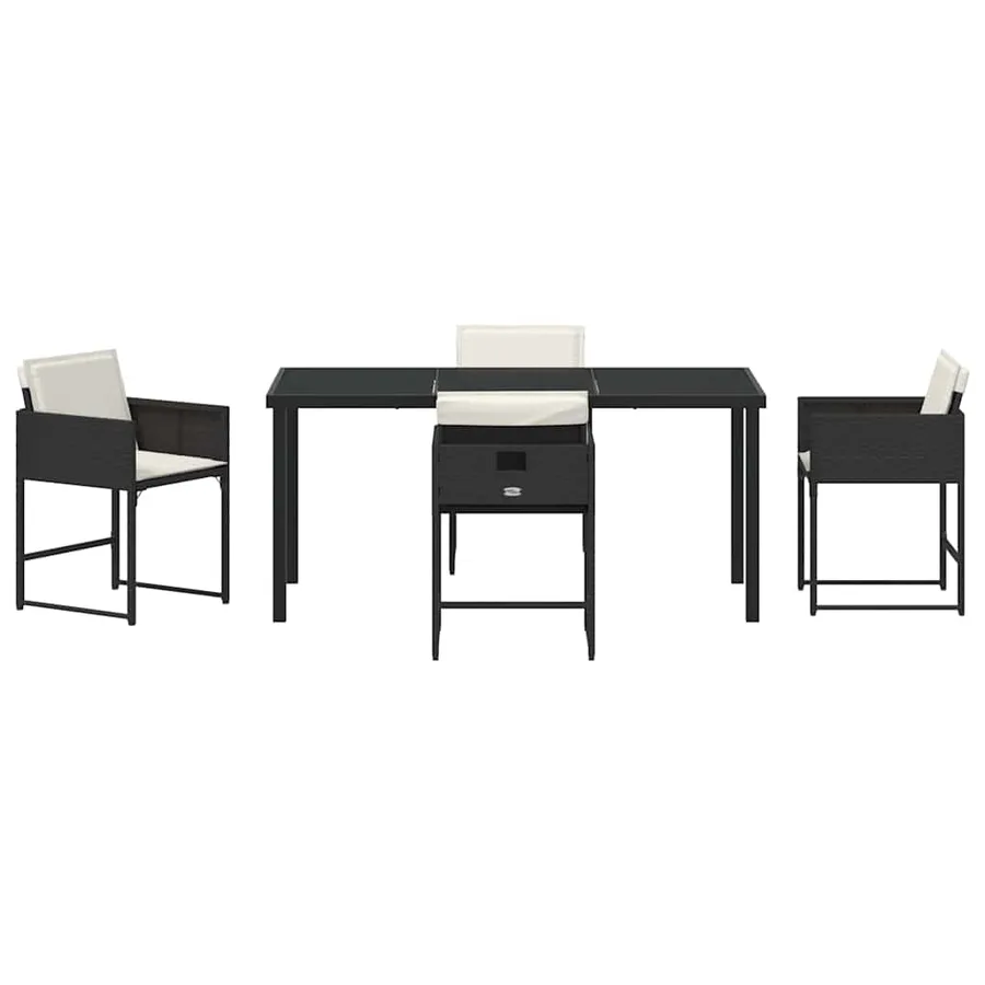 Ensemble de salle à manger pour jardin 5 pcs Noir polyrotin - 7
