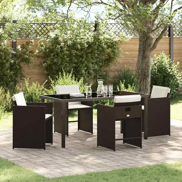 Ensemble de salle à manger pour jardin 5 pcs Marron polyrotin