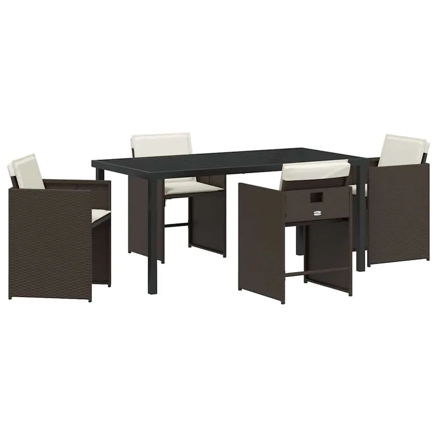 Ensemble de salle à manger pour jardin 5 pcs Marron polyrotin - 2