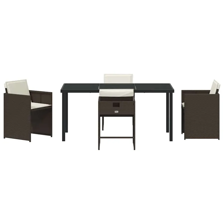 Ensemble de salle à manger pour jardin 5 pcs Marron polyrotin - 7