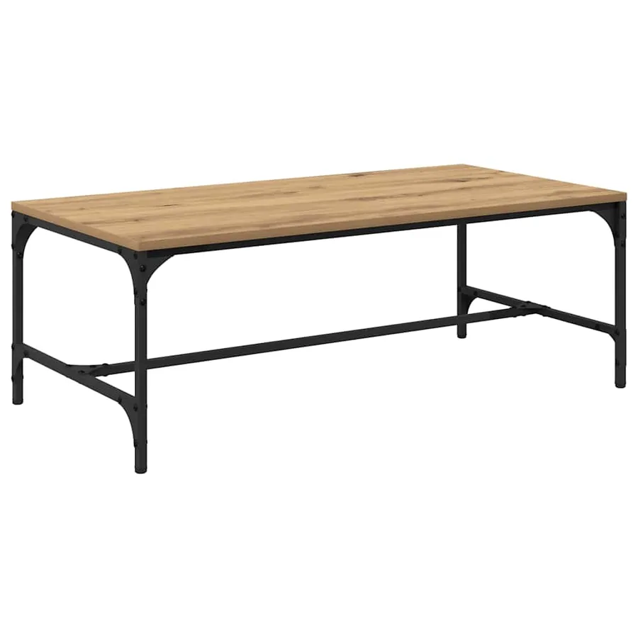 Table basse Chêne artisanal 100 x 50 x 35 cm Bois d'ingénierie - 2