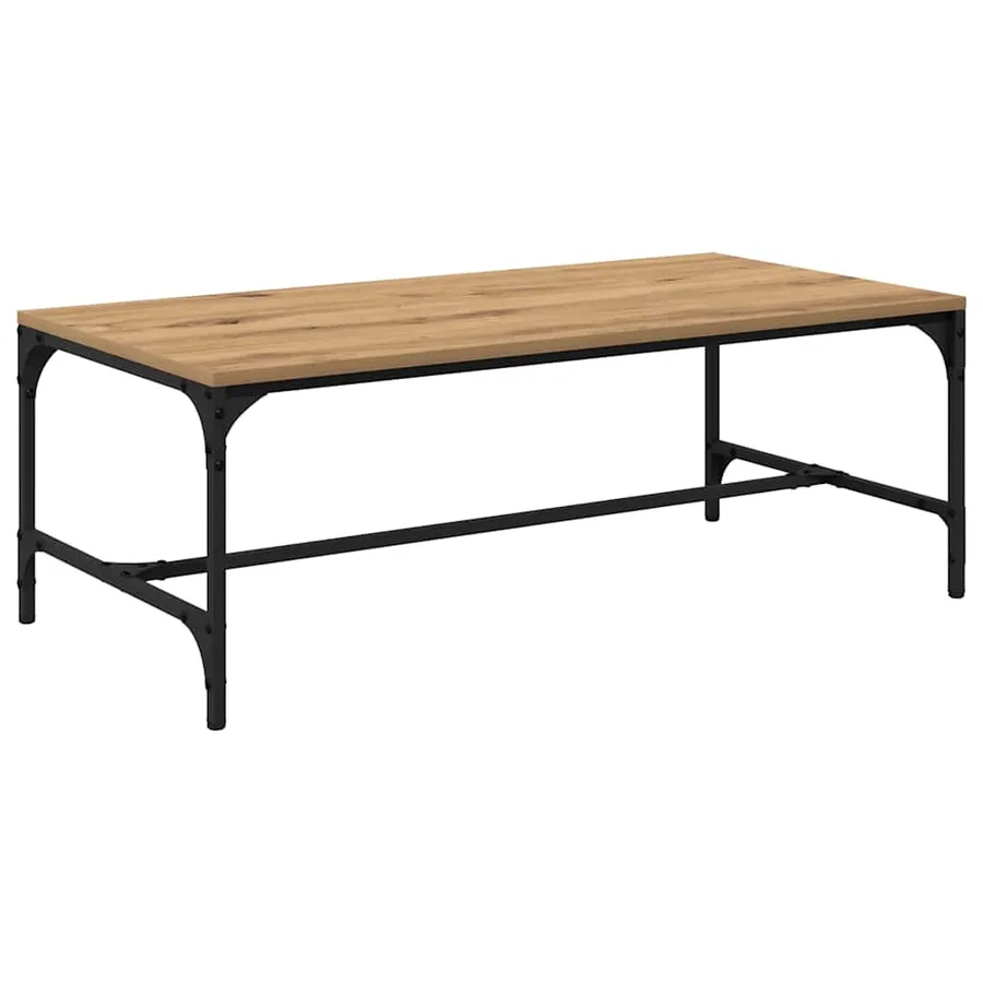 Table basse Chêne artisanal 100 x 50 x 35 cm Bois d'ingénierie - 7