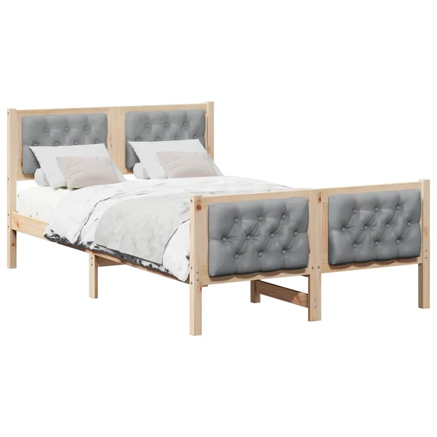 Cadre de lit Gris clair 120 x 190 cm Pin massif - 3