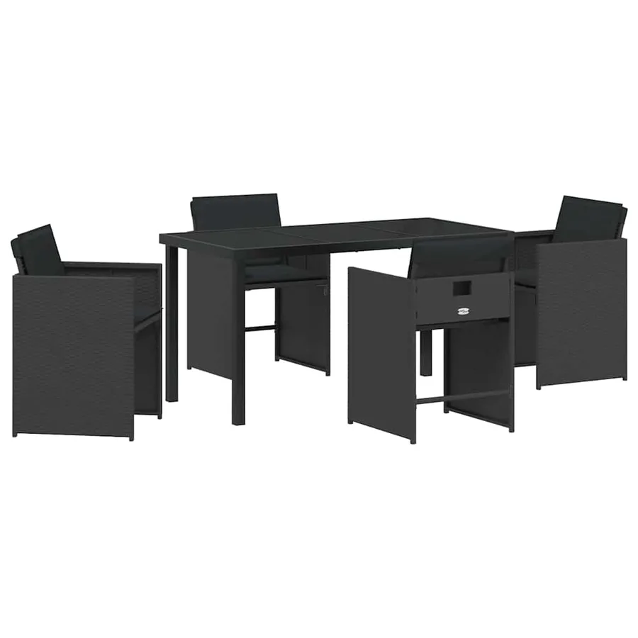 Ensemble de salle à manger pour jardin 5 pcs Noir polyrotin - 2