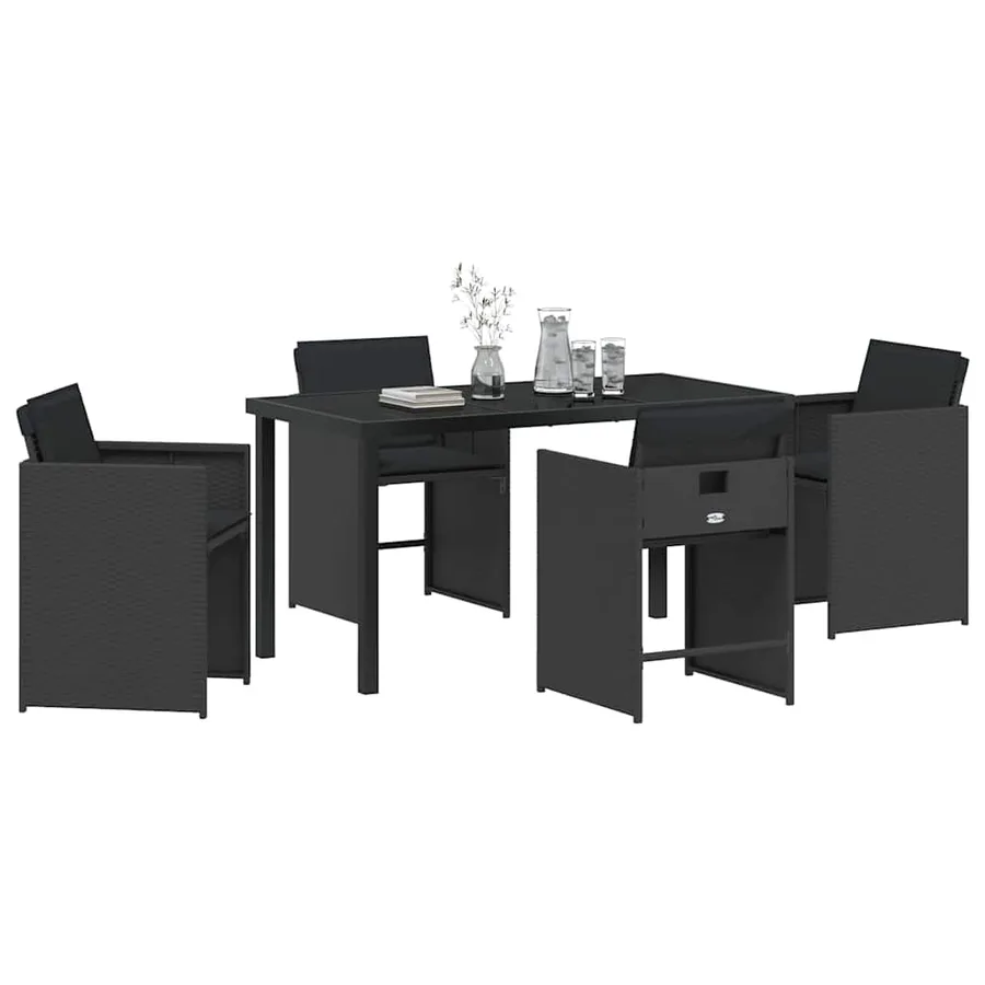 Ensemble de salle à manger pour jardin 5 pcs Noir polyrotin - 3