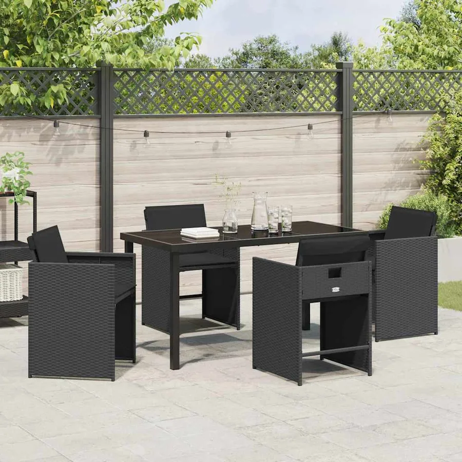 Ensemble de salle à manger pour jardin 5 pcs Noir polyrotin - 4