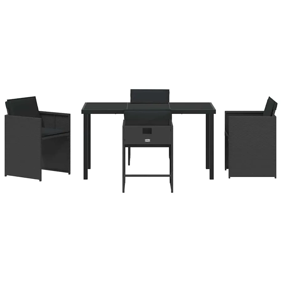 Ensemble de salle à manger pour jardin 5 pcs Noir polyrotin - 7