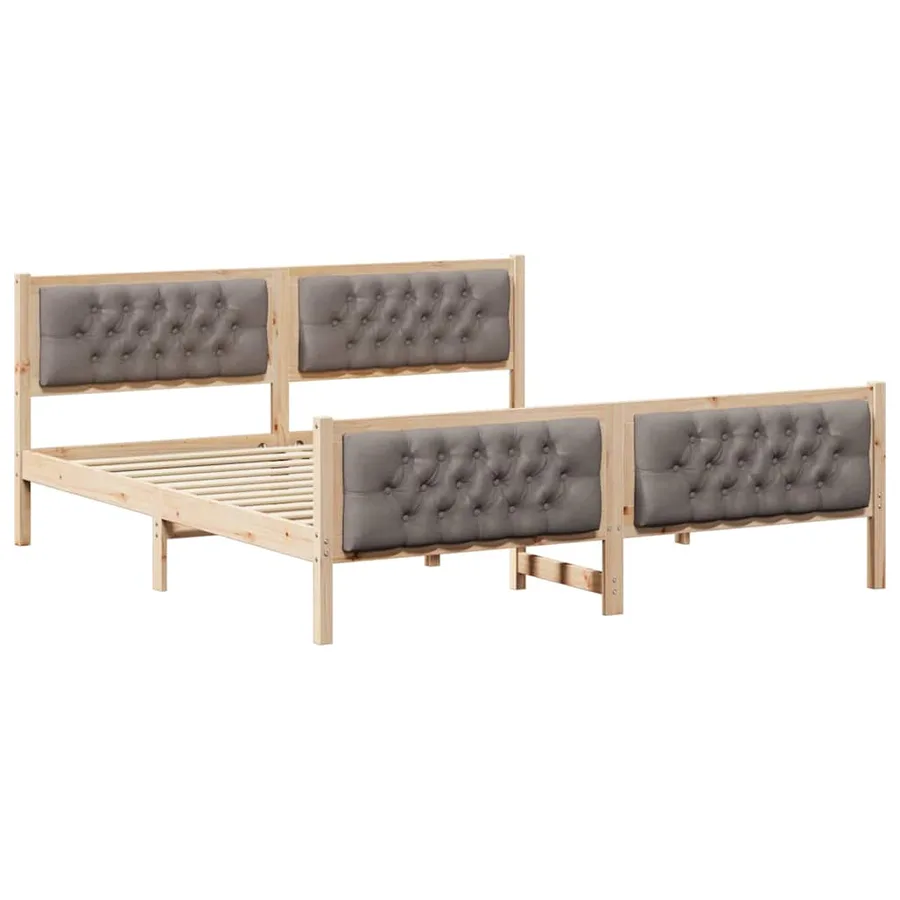 Cadre de lit avec tête de lit Taupe 160 x 200 cm Pin massif - 2