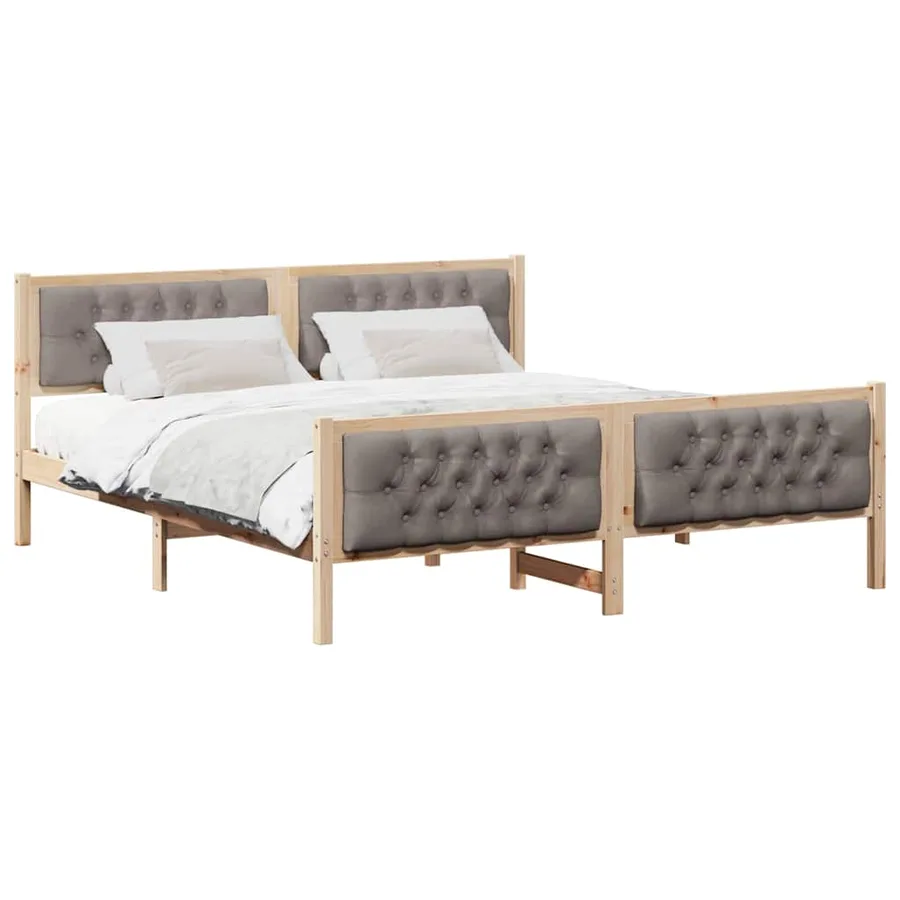 Cadre de lit avec tête de lit Taupe 160 x 200 cm Pin massif - 3