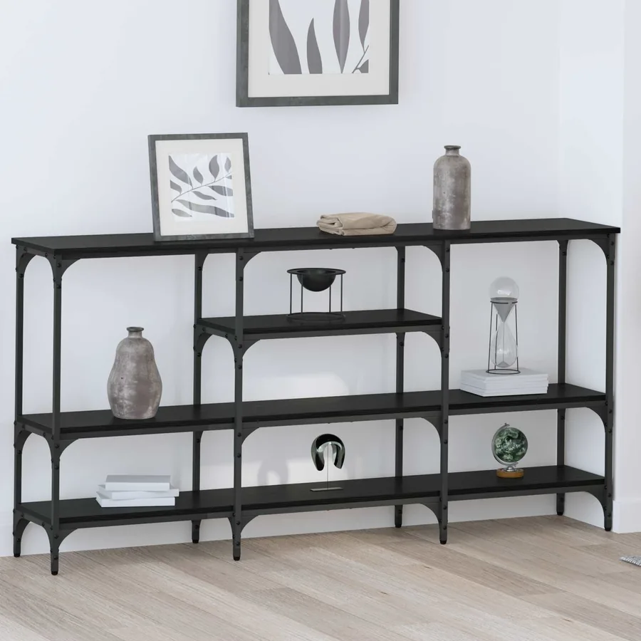 Table console Chêne noir 160 x 29 x 80 cm Bois d'ingénierie
