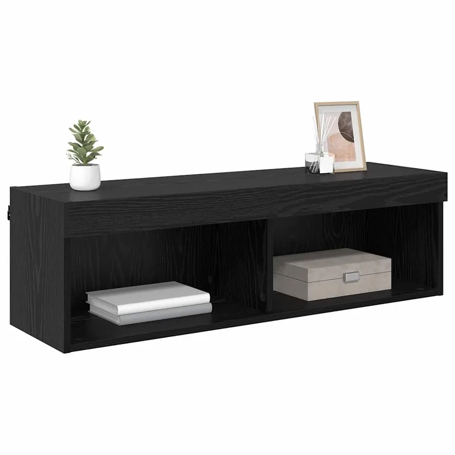 Meuble TV mural Chêne noir 100 x 30 x 30 cm Bois d'ingénierie - 3