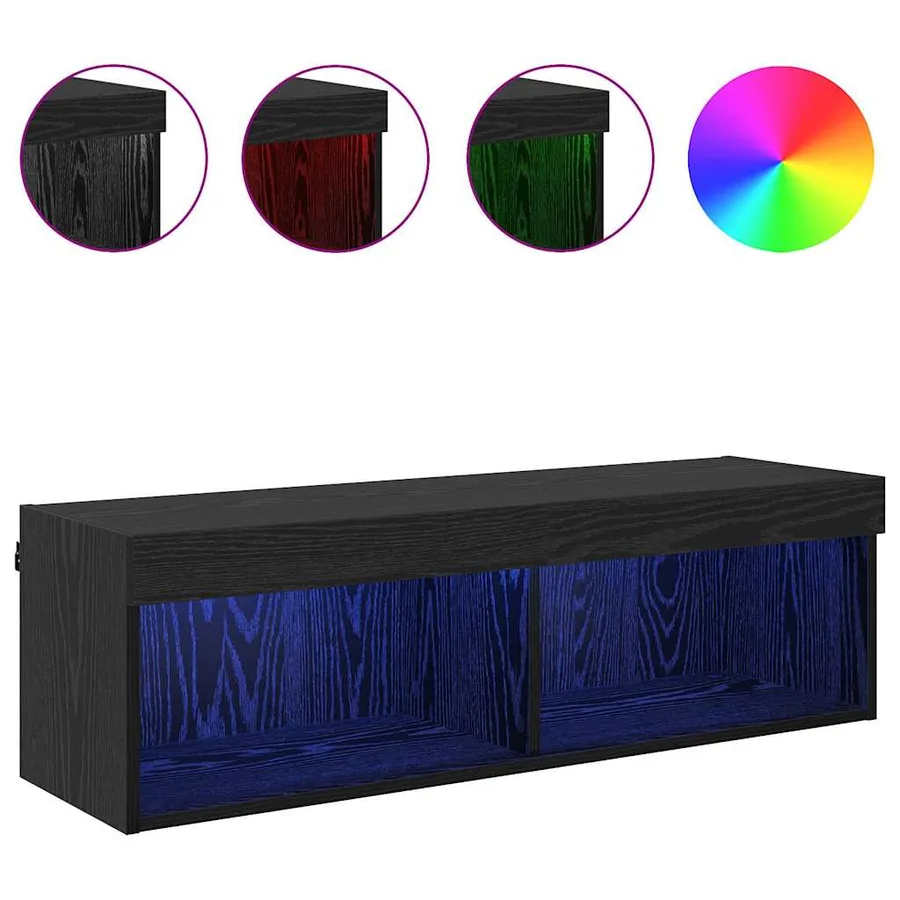 Meuble TV mural Chêne noir 100 x 30 x 30 cm Bois d'ingénierie - 4