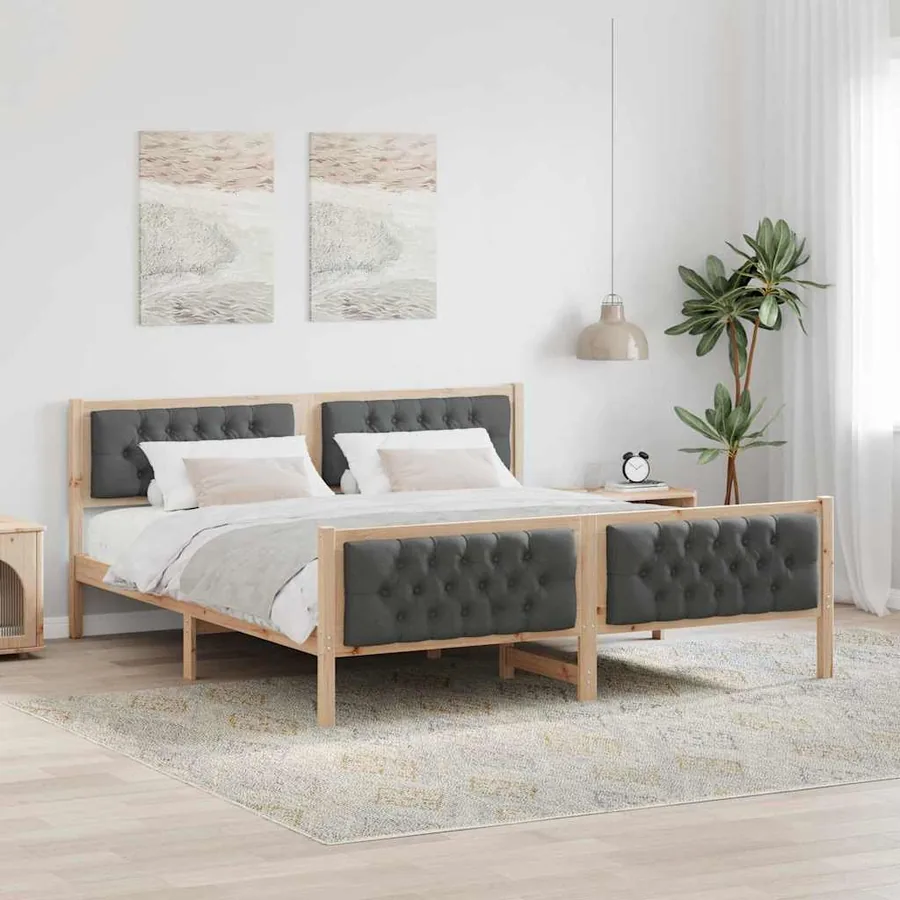 Cadre de lit Gris foncé 180 x 200 cm Pin massif