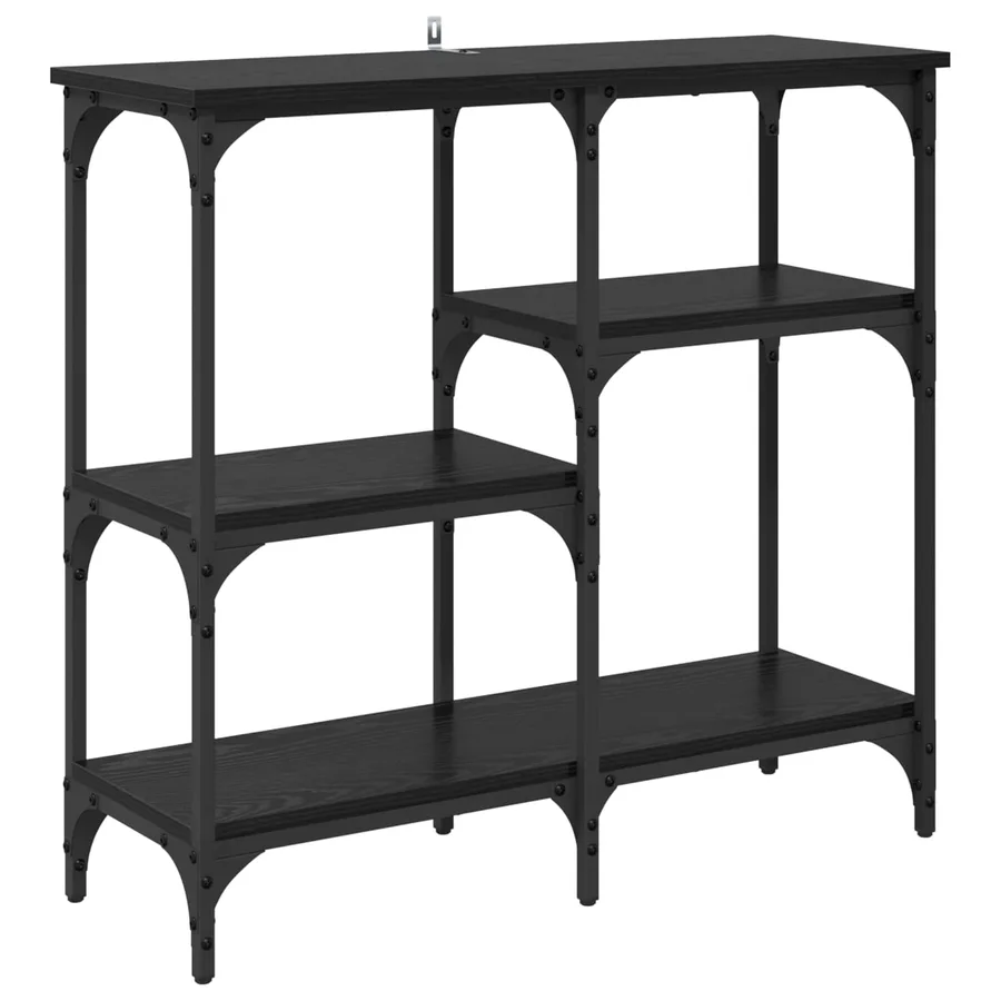 Table console Chêne noir 80 x 29 x 75 cm Bois d'ingénierie - 2
