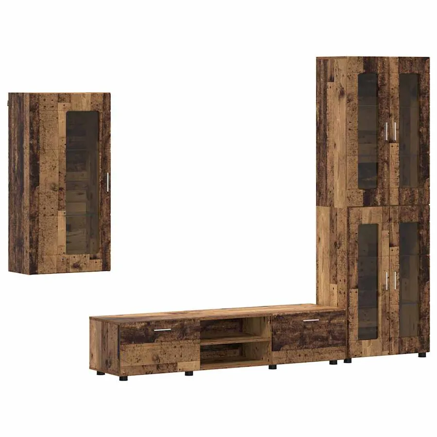 Ensemble meuble TV FLORIN 3 pcs Bois ancien Bois d'ingénierie - 2