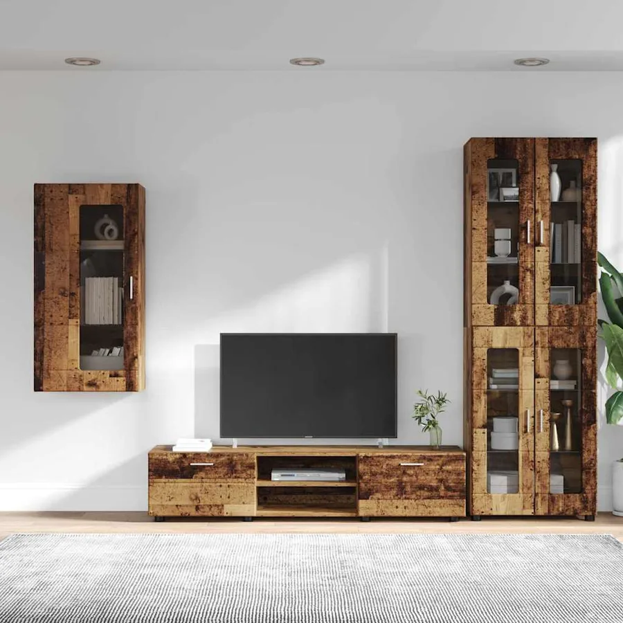 Ensemble meuble TV FLORIN 3 pcs Bois ancien Bois d'ingénierie - 4