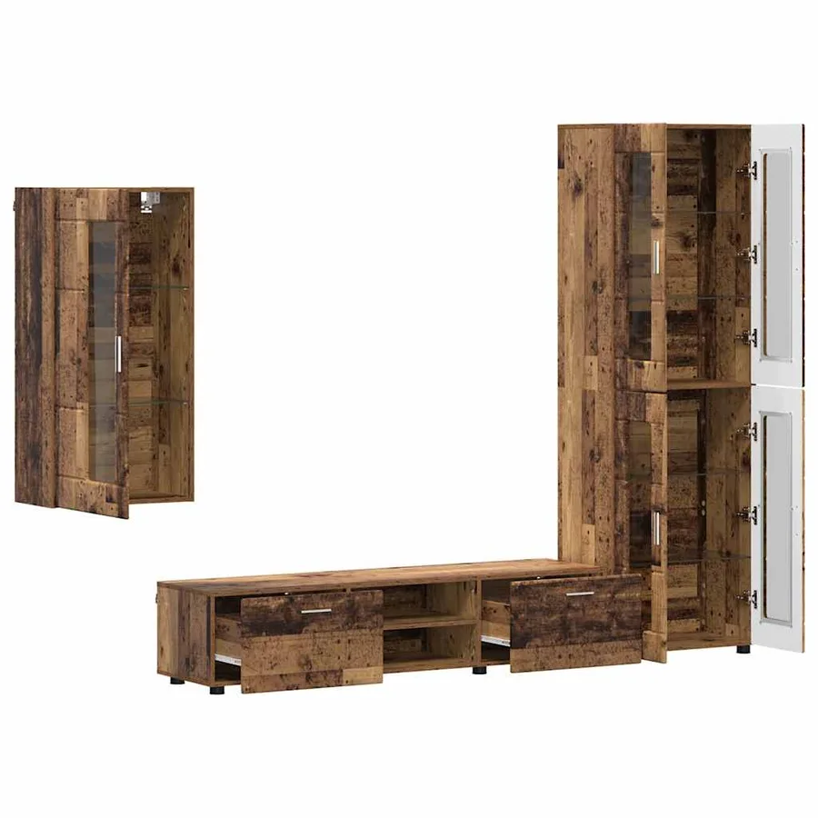 Ensemble meuble TV FLORIN 3 pcs Bois ancien Bois d'ingénierie - 5
