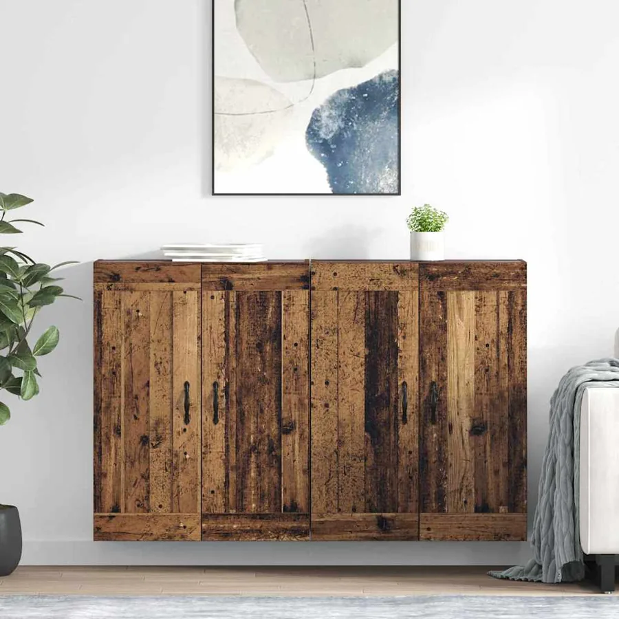 Meuble mural Montage mural 2 pcs Bois ancien 69,5 x 34 x 90 cm