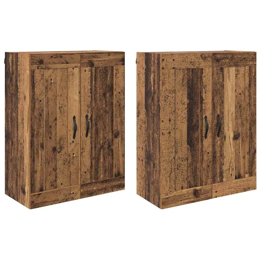 Meuble mural Montage mural 2 pcs Bois ancien 69,5 x 34 x 90 cm - 2