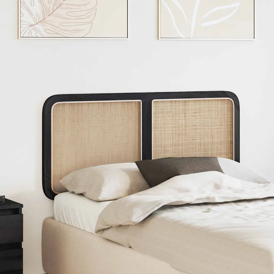 Tête de lit avec tête de lit Noir 120 x 55 x 3 cm Rotin