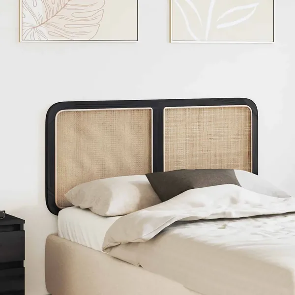 Tête de lit avec tête de lit Noir 120 x 55 x 3 cm Rotin