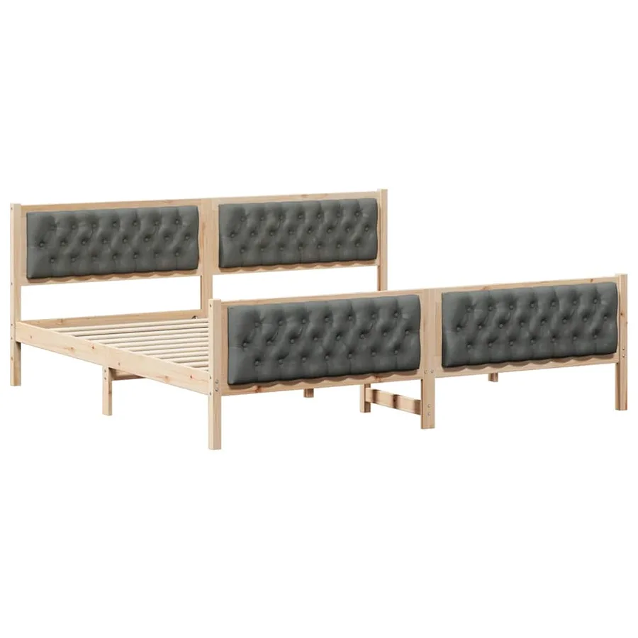Cadre de lit Gris foncé 200 x 200 cm Pin massif - 2
